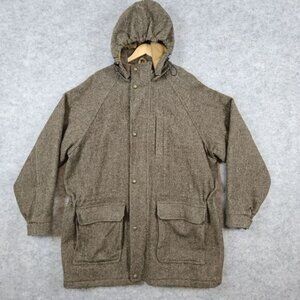 John Rich Bros Woolrich Men's Heavy Coat Brown Size XL 85% Wool‎ Lined Hooded